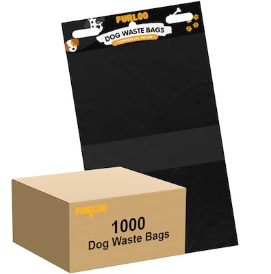 Furloo Heavy Duty Pet Waste Disposal Bags, 2 Gallons, Black, 1000 Total Bags (FLO21-10)