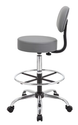 Boss Office Products Caressoft Medical/Drafting Stool w/ Back Cushion (B16245GY)