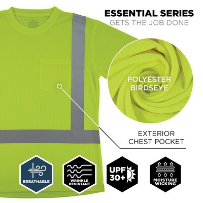 Ergodyne GloWear 8274 High Visibility Short Sleeve Women’s T-Shirt, ANSI Type R Class 2, Lime, X-Small (22071)