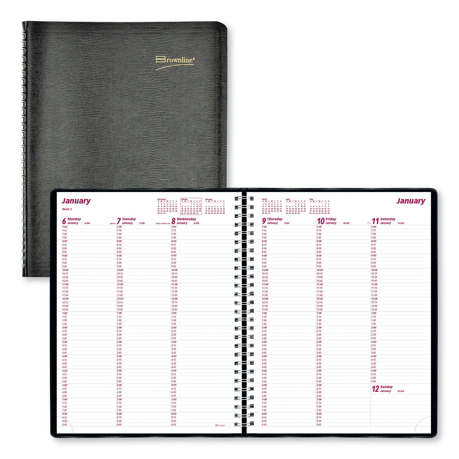 2026 Brownline Essential Collection 8.5 x 11 Weekly Appointment Book, Faux Leather Cover, Black (REDCB950BLK)