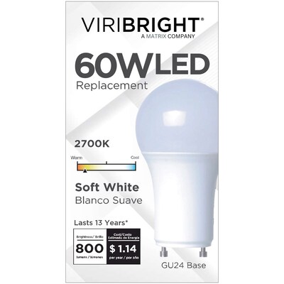 Viribright 9.5 Watts Soft White LED Household Bulb, 4/Box (640555-4)