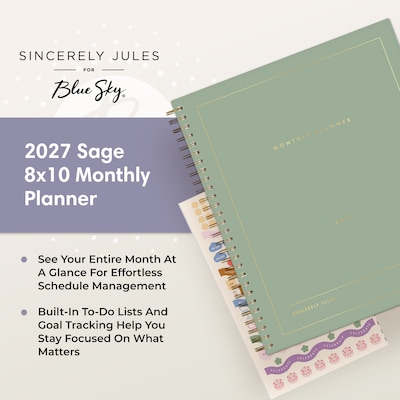 2027 Blue Sky Sincerely Jules 8" x 10" Monthly Planner, Sage (164249)