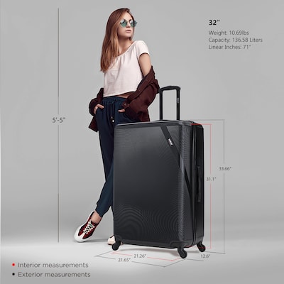 DUKAP Discovery 33.66" Hardside Suitcase, 4-Wheeled Spinner, TSA Checkpoint Friendly, Black (DKDIS00XL-BLK)
