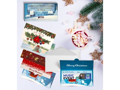 Better Office Money Christmas Cards, 6.25 x 3.25, 20/Pack (64657-20PK)