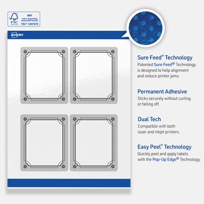 Avery Rectangle Multipurpose Labels, 4" x 3-1/3", White, 40/Pack (19479370599)