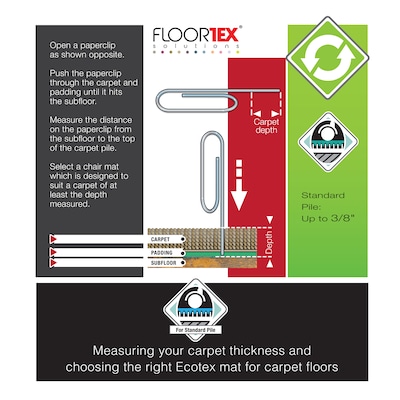 Floortex Cleartex Enhanced Polymer Carpet Chair Mat with Lip, 48" x 60", Clear (FRECO114860LP)