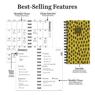 2027 TF Publishing Spots of Dots 3.5" x 6.5"  Weekly & Monthly Standard Planner, Paperboard Cover, Multicolored (27-7506)