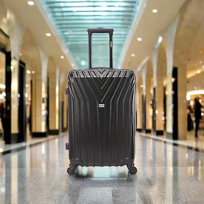 InUSA Vasty 26.37" Hardside Suitcase, 4-Wheeled Spinner, TSA Checkpoint Friendly, Black (IUVAS00M-BLK)