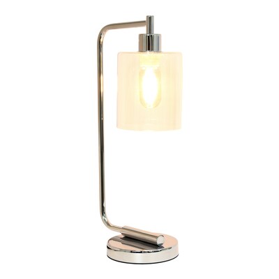 Creekwood Home Vintage Vantage 18.8 Minimalist Industrial Curved Arm Desk Lamp w/ Clear Glass Shade