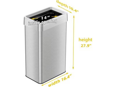 HLS Commercial Stainless Steel Trash Can with Open Lid, 18-Gallon, Silver (HLS18UOT)