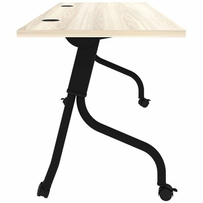 Lorell 72"W x 23.6"D Foldable Flip-Up Training Table, Melamine, With Wheels, Modern Elm/Black (LLR66375)