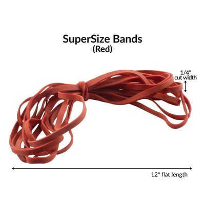 Alliance SuperSize Oversized Rubber Bands, 12" x 1/4", Red, 18/Pack (08994)