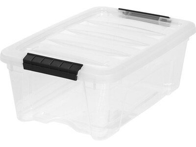 Iris Stack & Pull Stackable Plastic Storage Box, 12 Qt., Clear, 6/Pack (100300)