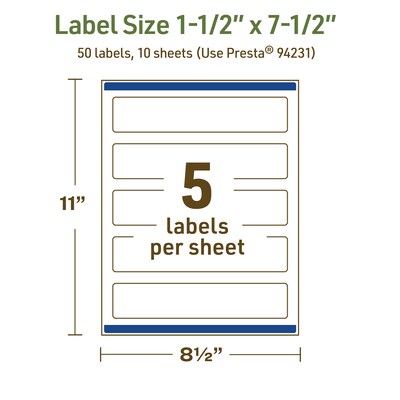 Avery Dissolvable Rectangle Multipurpose Labels, 1.5" x 7.5", Off-white, 50/Pack (94231)