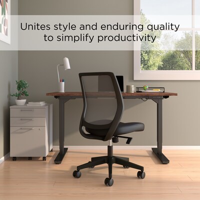 Union & Scale™ Essentials™ Armless Ergonomic Fabric Swivel Task Chair, Black (UN59378)