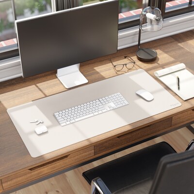 Smead Large Vegan Leather Anti-Slip Desk Pad, 36" x 17", Sandstone (SMD64826)
