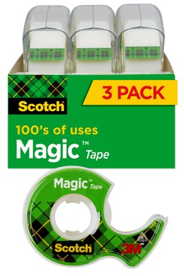 Scotch® Magic™ Greener Invisible Tape with Refillable Dispenser, 3/4 x 8.33 yds., 3 Rolls (3105)