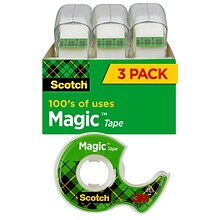 Scotch® Magic™ Greener Invisible Tape with Refillable Dispenser, 3/4 x 8.33 yds., 3 Rolls (3105)