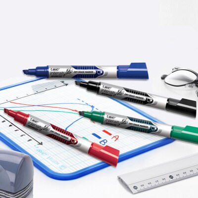 BIC Intensity Advanced Tank Dry Erase Markers, Chisel Tip, Assorted Colors, 4/Pack (GELITP41-AST)