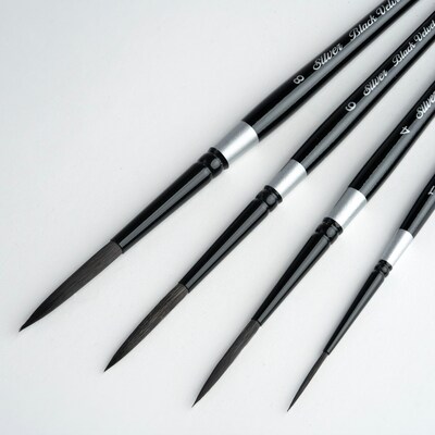Silver Brush Black Velvet Liner Brushes, 4/Pack (SLVBV3053)