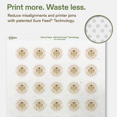 Avery Hemp Round Laser/Inkjet Multipurpose Labels, 1-1/4" Dia, Off-White (600/Pack)