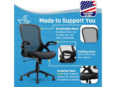 Click365 Ergonomic Fabric/Mesh Swivel Task Chair, Black (CCHR10003A)