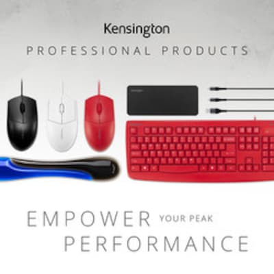 Kensington Pro Fit Washable Wired Mouse Ambidextrous Optical Mouse, White (K75240US)