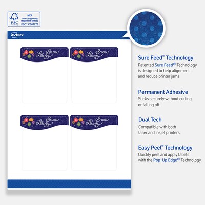 Avery Rectangle Multipurpose Labels, 4" x 3-1/3", White, 40/Pack (19479370434)