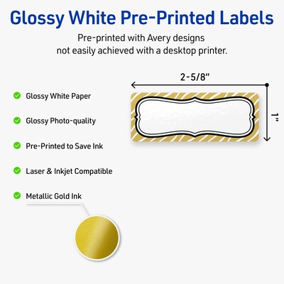 Avery Rectangle Laser/Inkjet Multipurpose Labels, 1 x 2-5/8, White, 160/Pack (19479370990)