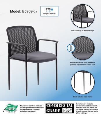 Boss Stackable Mesh Guest Chair - Grey