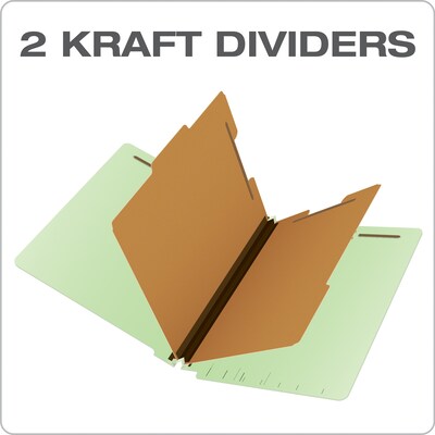 Pendaflex Reinforced Pressboard Classification Folder, 2-Dividers, 2" Expansion, Legal Size, Light Green, 10/Box (23324)