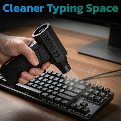 Purely D40 Portable Wireless Air Duster - 105,000 RPM High-Speed Handheld Dust Blower with 5 Nozzles, Black (PKBAD40)