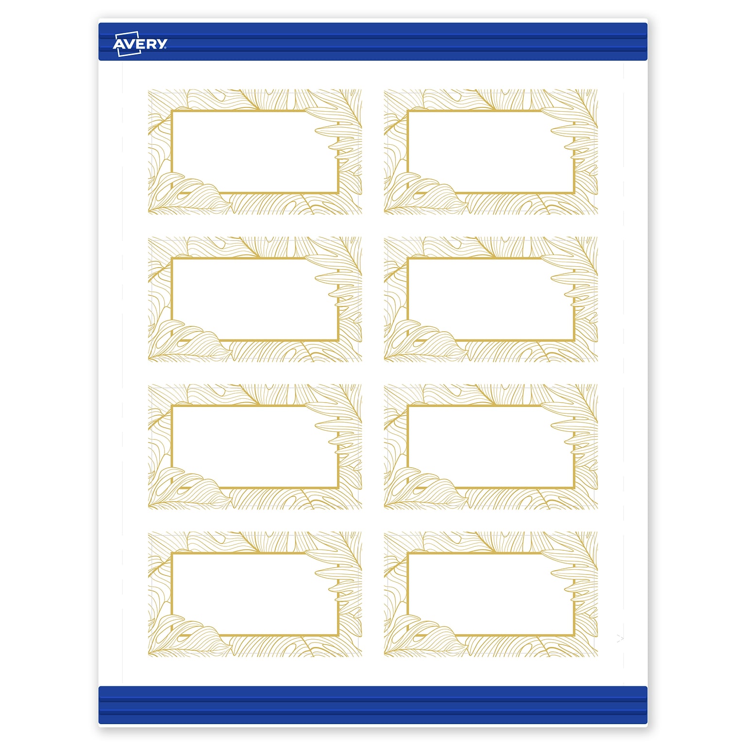 Avery Gold Floral Business Cards, 2 x 3.5, Matte White, 80/Pack (19479399582)