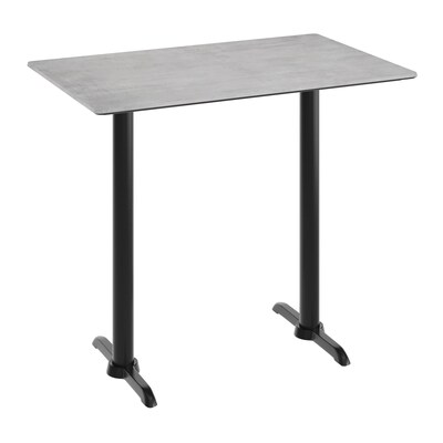 Flash Furniture Acadia Wooden Dining Table with T-Bases, 30D x 48W, Gray Faux Concrete/Black Base (ST3048CGT0522B)