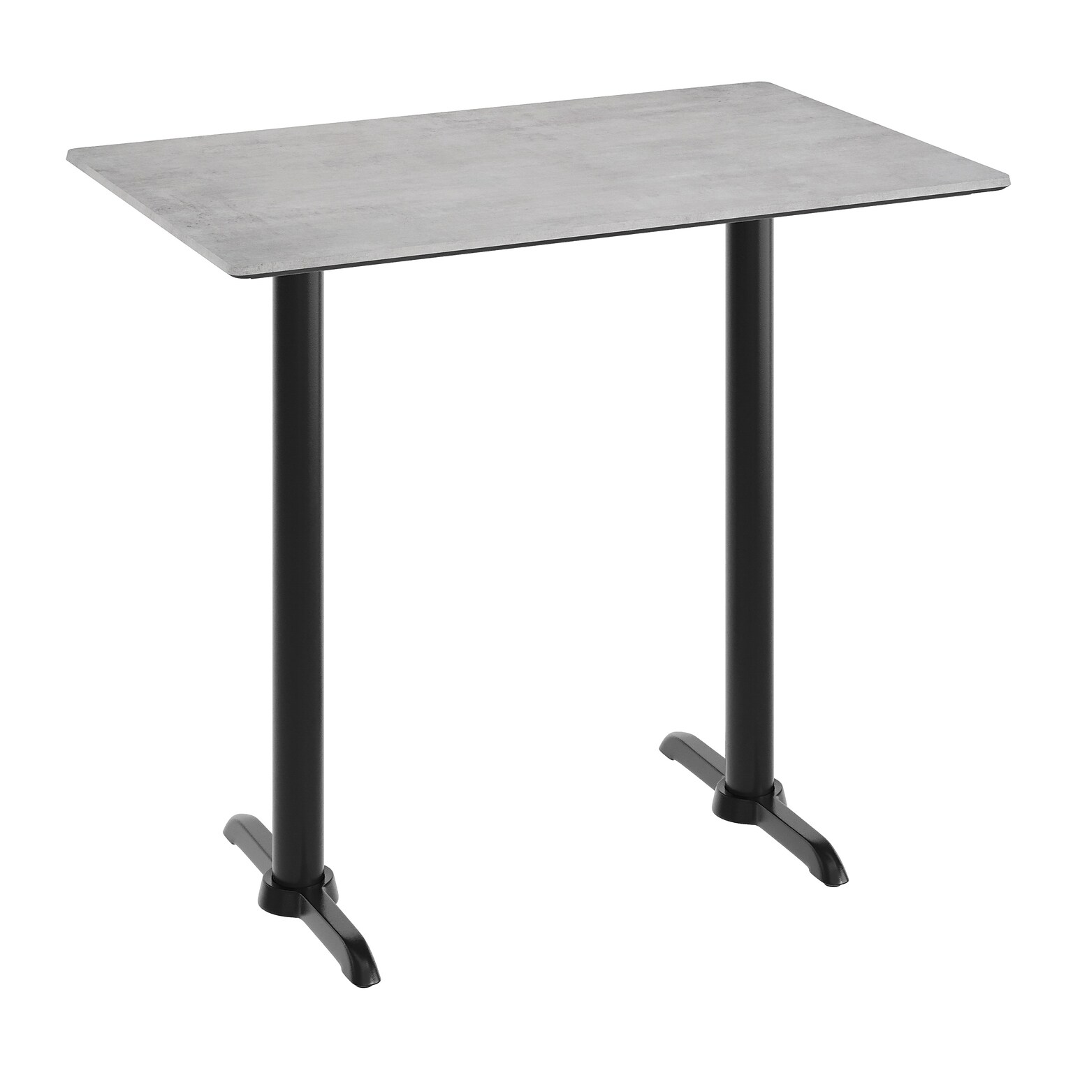 Flash Furniture Acadia Wooden Dining Table with T-Bases, 30D x 48W, Gray Faux Concrete/Black Base (ST3048CGT0522B)
