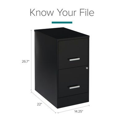 Space Solutions 2-Drawer File Cabinet, Letter-Width, Black, 22" Deep (20226)