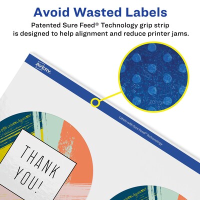 Avery Laser/Inkjet Round Multipurpose Labels, Clear, 4 Labels/Sheet, 100 Sheets/Pack (94514-CGF100)