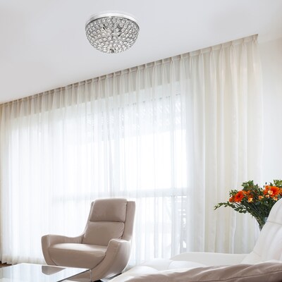 Elegant Designs Crystal 2 Light LED Flush Mount Ceiling Light, Chrome (FM1000-CHR)
