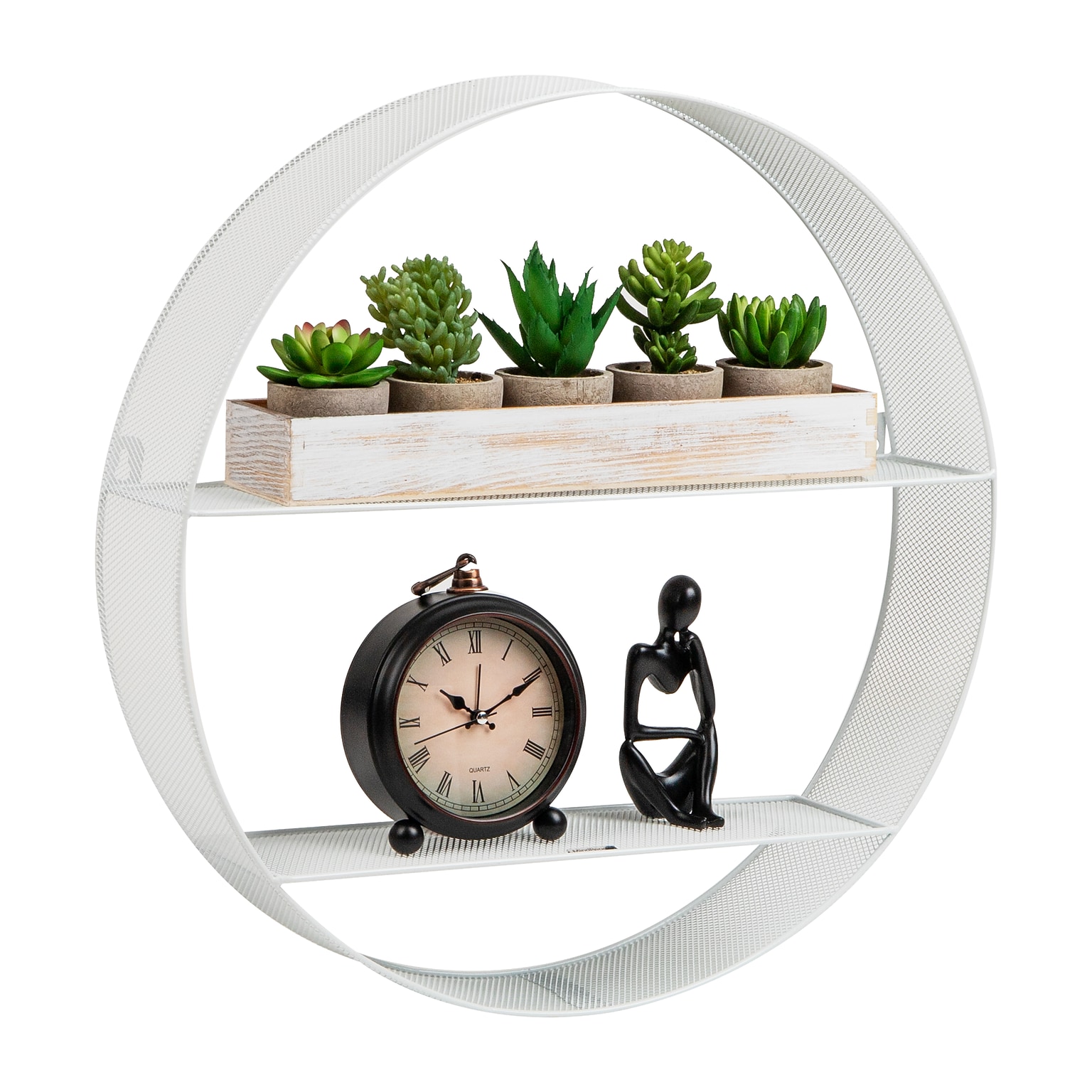 Mind Reader 2 Metal Circular Floating Shelves, 18 x 4 x 18, White (WALLCIR-WHT)