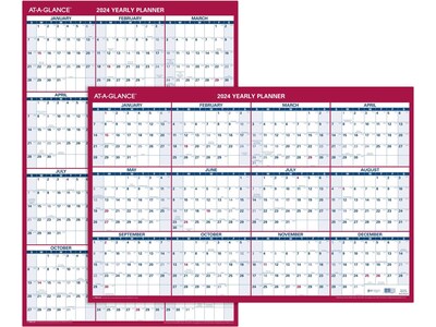 2024 AT-A-GLANCE 36 x 24 Yearly Wall Calendar, Reversible, Red (PM212-28-24)