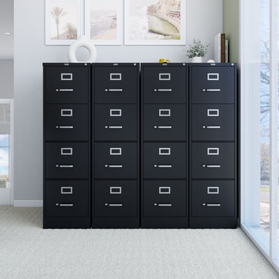 Quill Brand® 4 File Drawers Vertical File Cabinet, Locking, Black, Letter, 26.5"D (13444D)