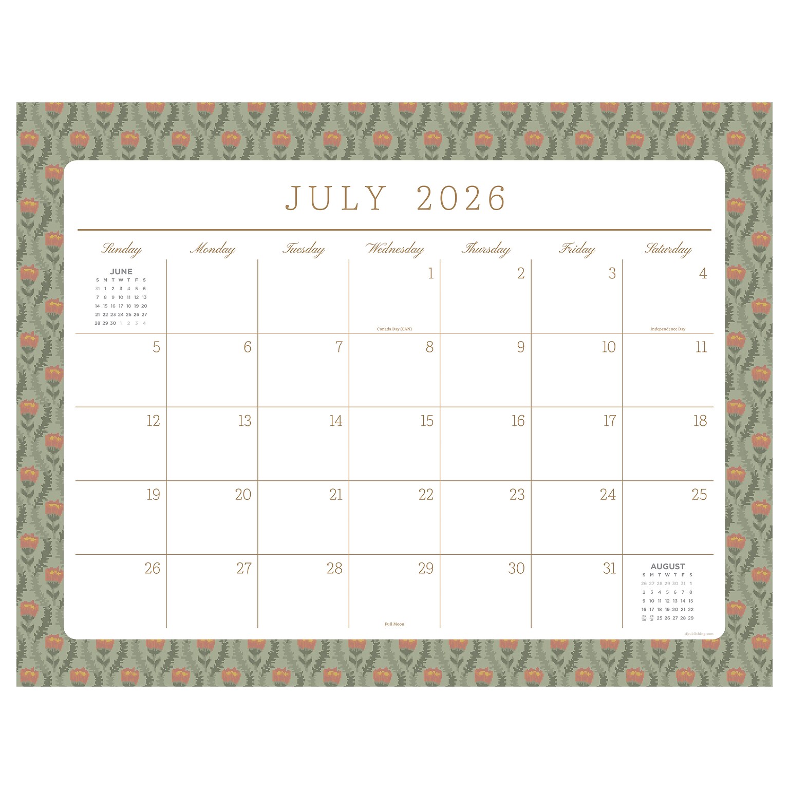 2026-2027 TF Publishing Artisan Legacy 22 x 17 Academic Monthly Desk Pad Calendar (AY27-8200)