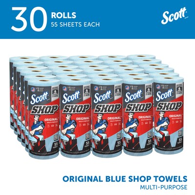 Scott Shop Towels Original Nylon Wipers, Blue, 55 Sheets/Roll, 30 Rolls/Carton (75130)