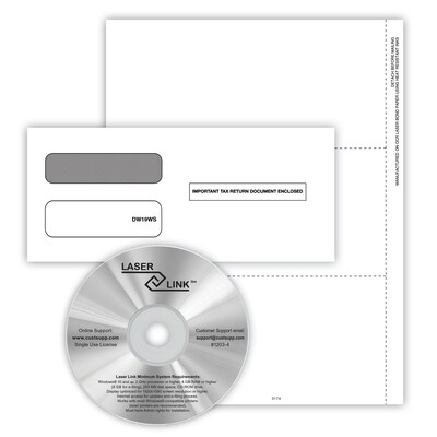 ComplyRight 2024 1099-NEC Recipient Copy Only Tax Form, Envelopes and LaserLink Software, 3-Part, 3-