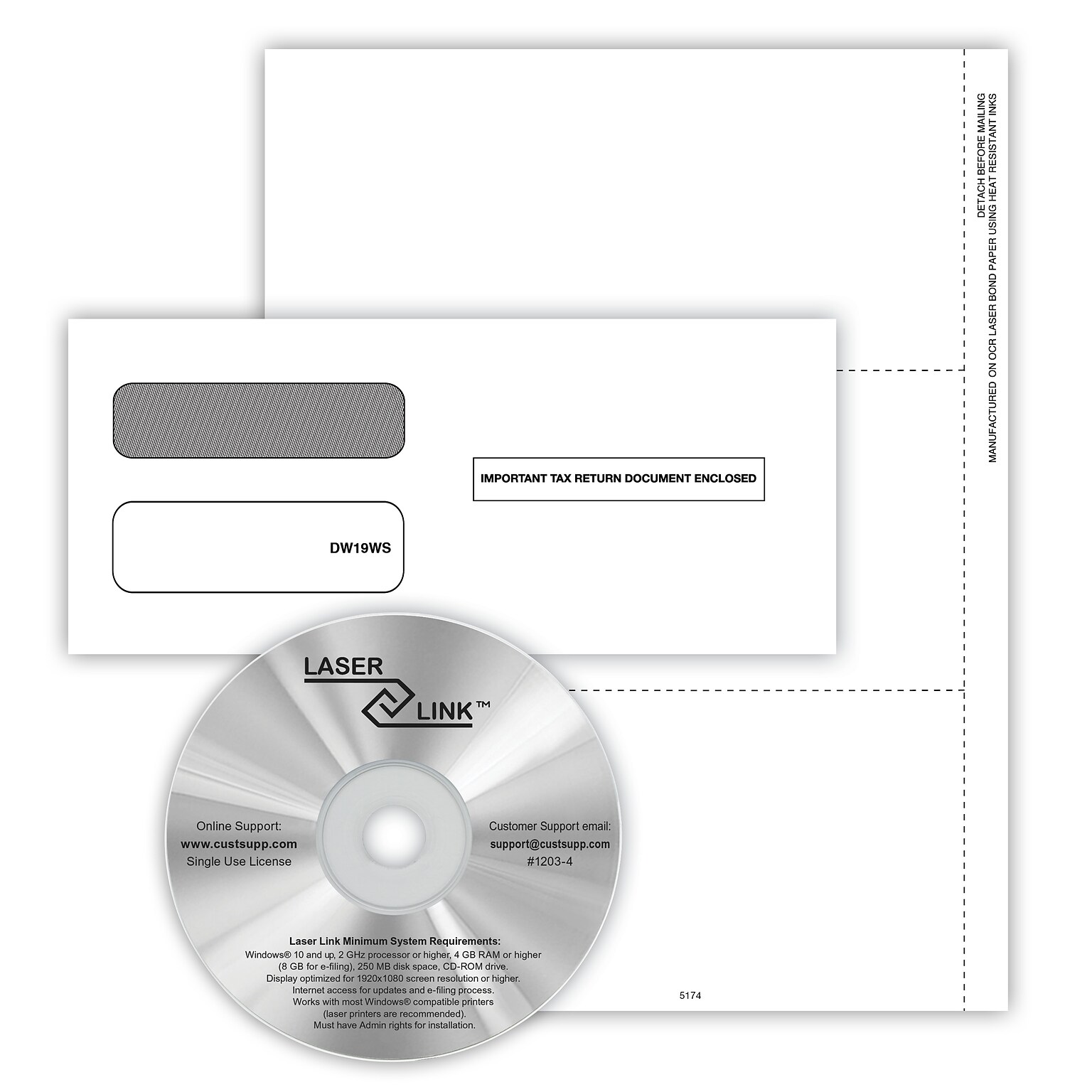 ComplyRight 2024 1099-NEC Recipient Copy Only Tax Form, Envelopes and LaserLink Software, 3-Part, 3-Up, White, 50/Pack