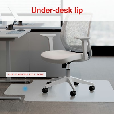 Quill Brand® Chairmat, For Flat-Pile Carpets, Standard Lip, 45" x 53"