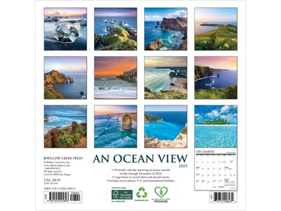 2025 Willow Creek Ocean View 7" x 7" Monthly Wall Calendar (45893)