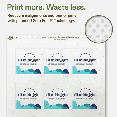 Avery Hemp Square Laser/Inkjet Multipurpose Labels, 2-1/2" x 2-1/2", Off-White (360/Box)