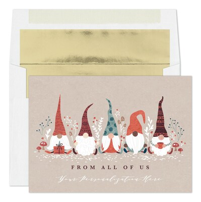 Custom Santas Friends Cards, with Envelopes,  7 x 5  Holiday Card, 25 Cards per Set