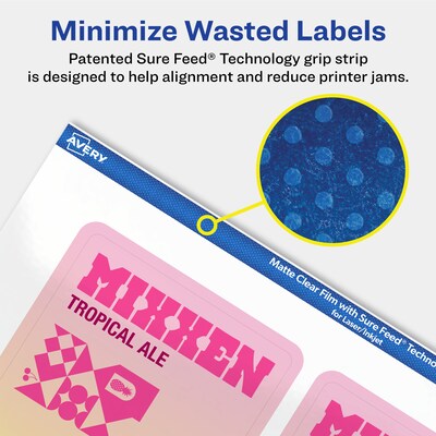Avery Laser/Inkjet Rectangle Multipurpose Labels, 4" x 3", Clear, 200/Box (94252)